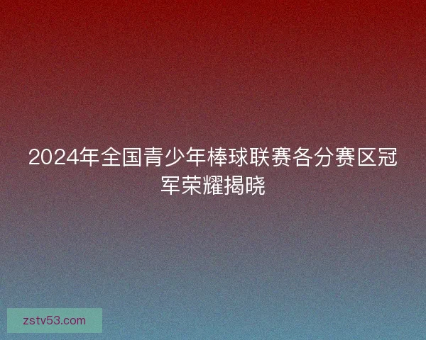 2024年全国青少年棒球联赛各分赛区冠军荣耀揭晓